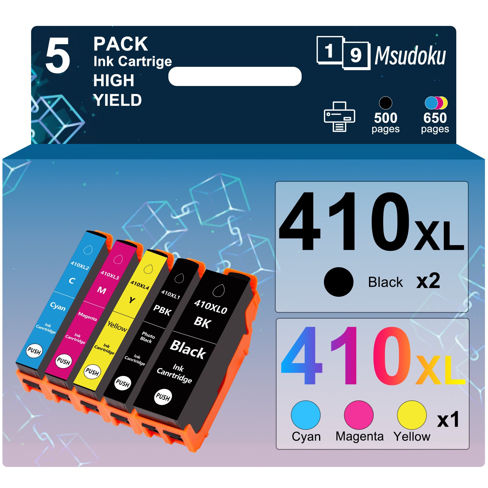 5P 410XL T410XL Ink Cartridges For Epson XP-530 XP-630 XP-635 XP-640 XP-830