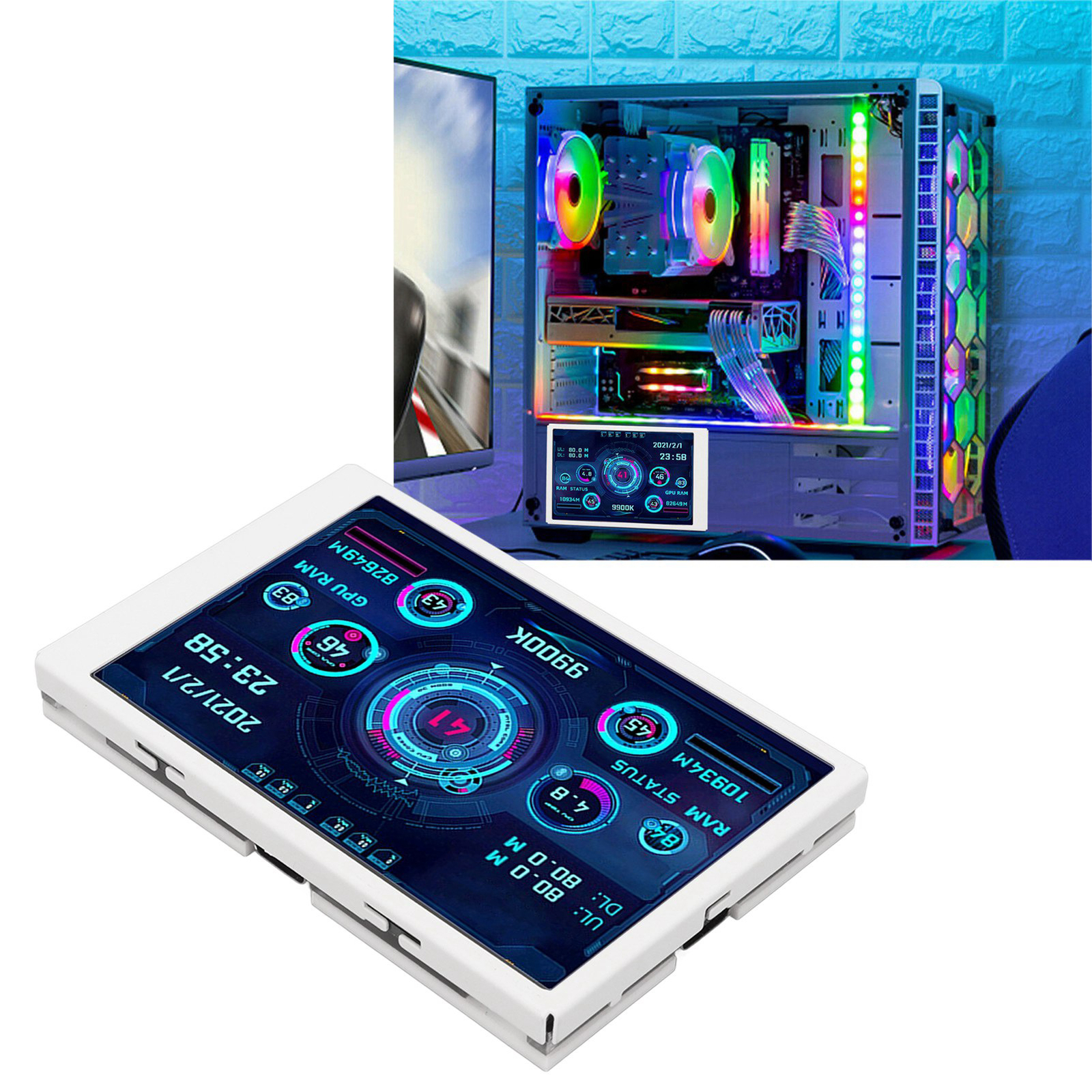 (White) 3.5 Inch  USB Mini Screen PC Sensor Panel Display  320 Fit