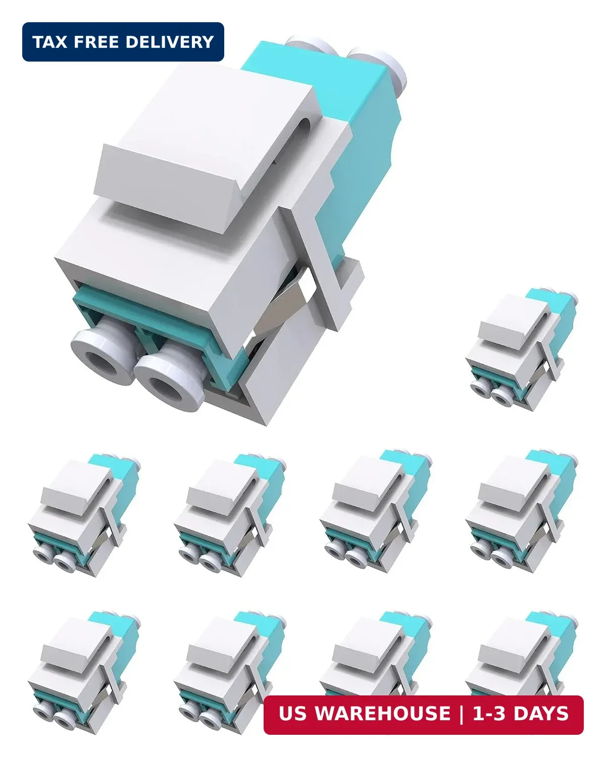 10 Pack Duplex LC to LC Fiber Coupler, Multimode Keystone Jack | Multimode LC Ke