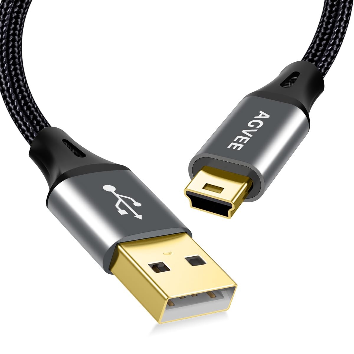 AGVEE 2 Pack 10ft Mini USB Cable, Braided Durable USB-A 10ft+10ft, Dark Gray 