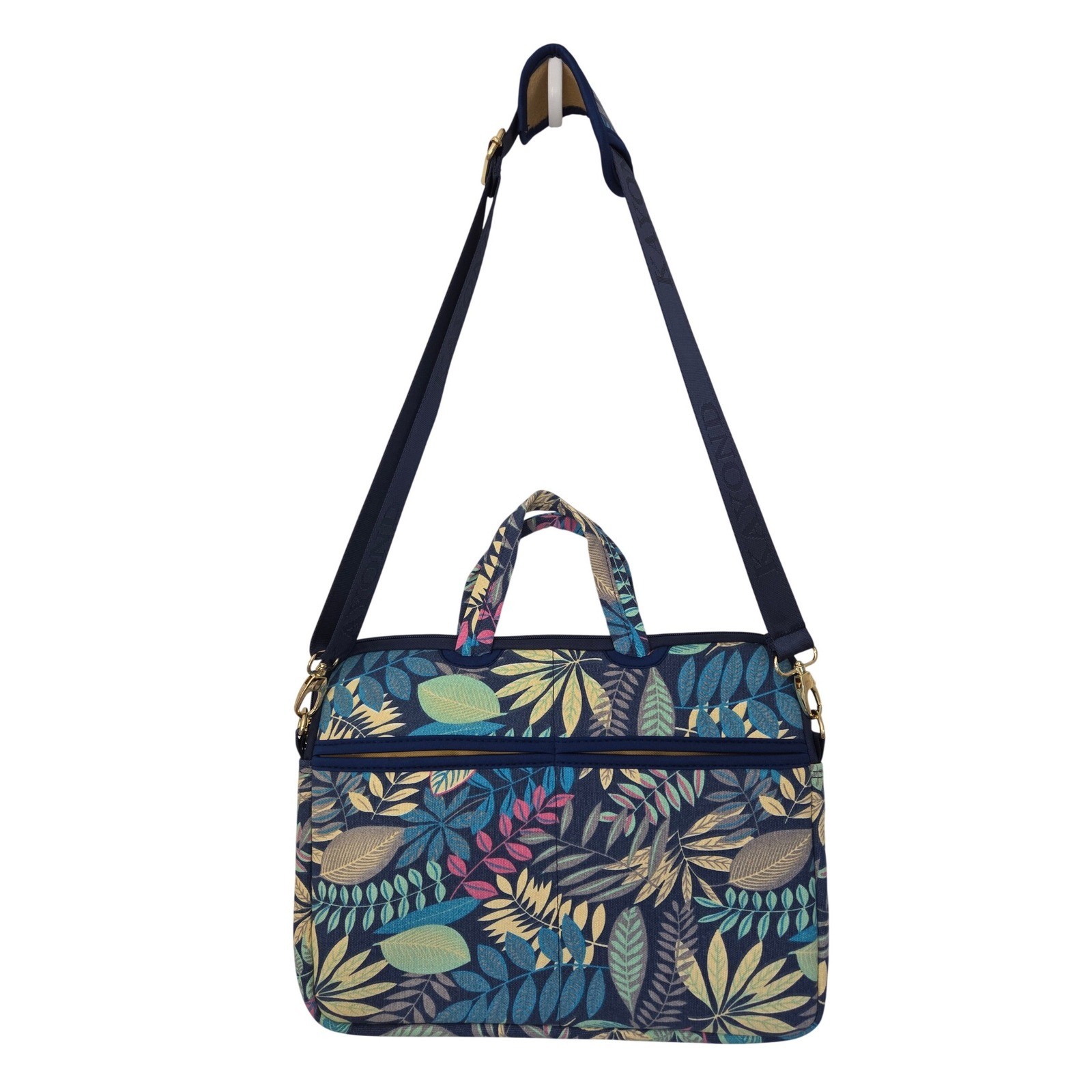 Kayond Laptop Messenger Bag Tropical Leaf Floral Blue 14" Laptop Large NWT $45