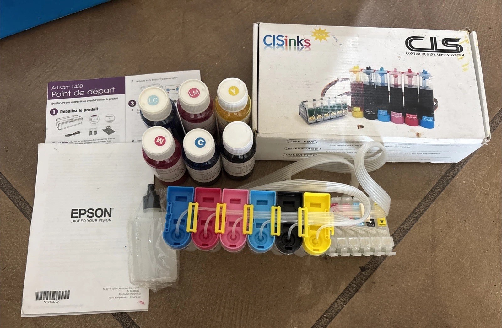 Continuous Ink Supply System Ciss for Epson ARTISAN 1430 Printer With Ink *READ*