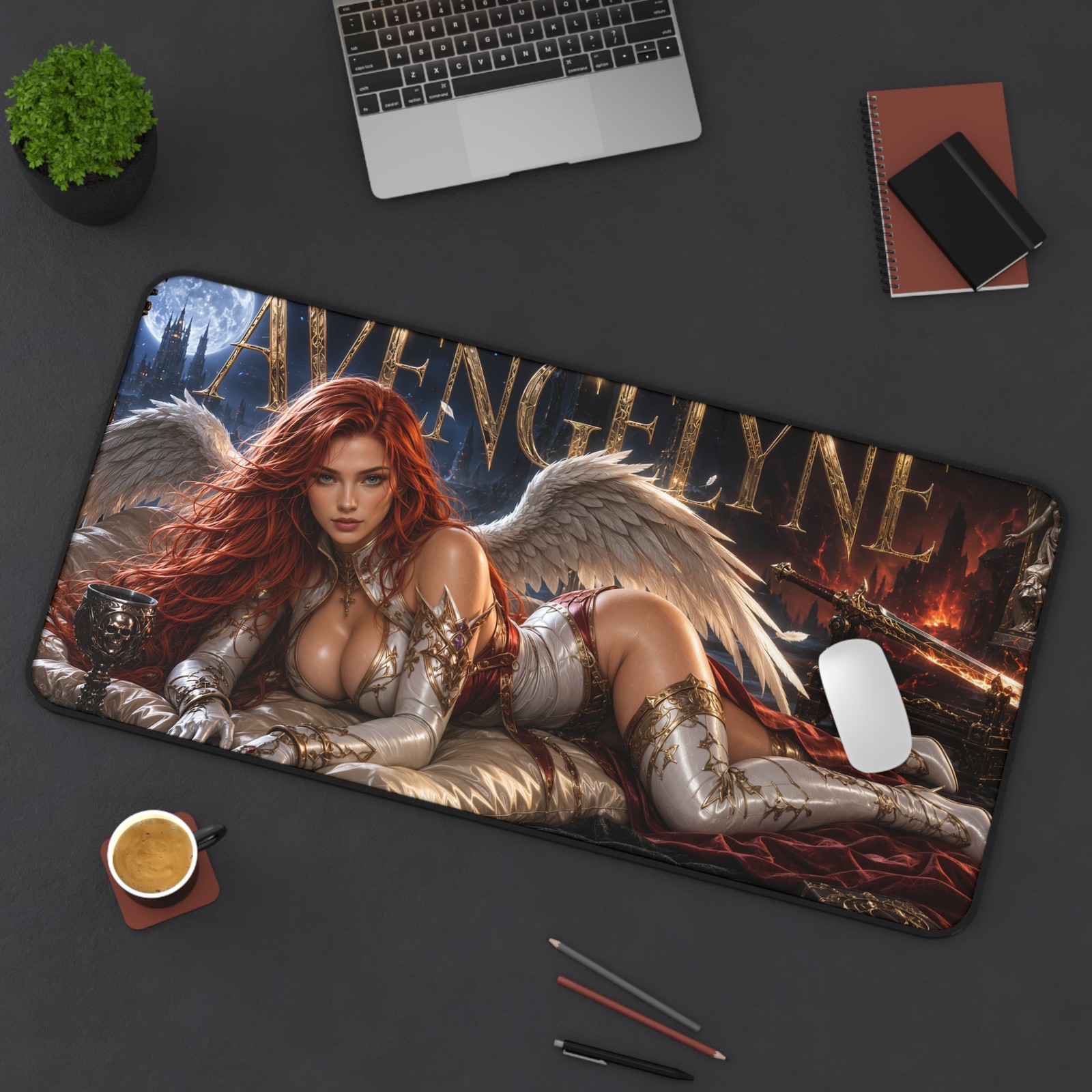 Avengelyne Mouse Pad, Comic Heroine XXL Gaming Desk Mat, Angel Art Pad