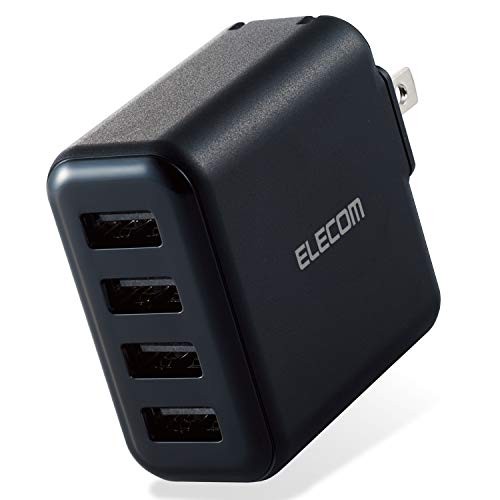 ELECOM USB AC Charger 24W Total 4 x USB-A Ports Compatible with iPhone (iPhone