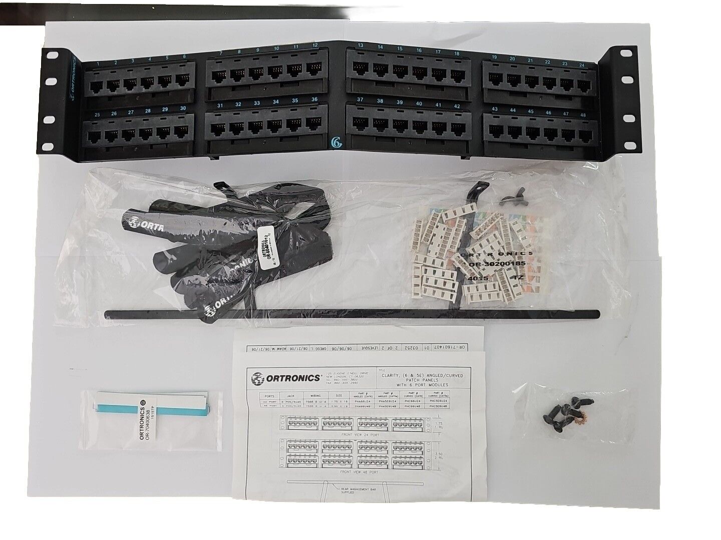 Ortronics OR-PHA66U48 Clarity 6 Cat6 48 Port Angled Patch Panel - Open Box