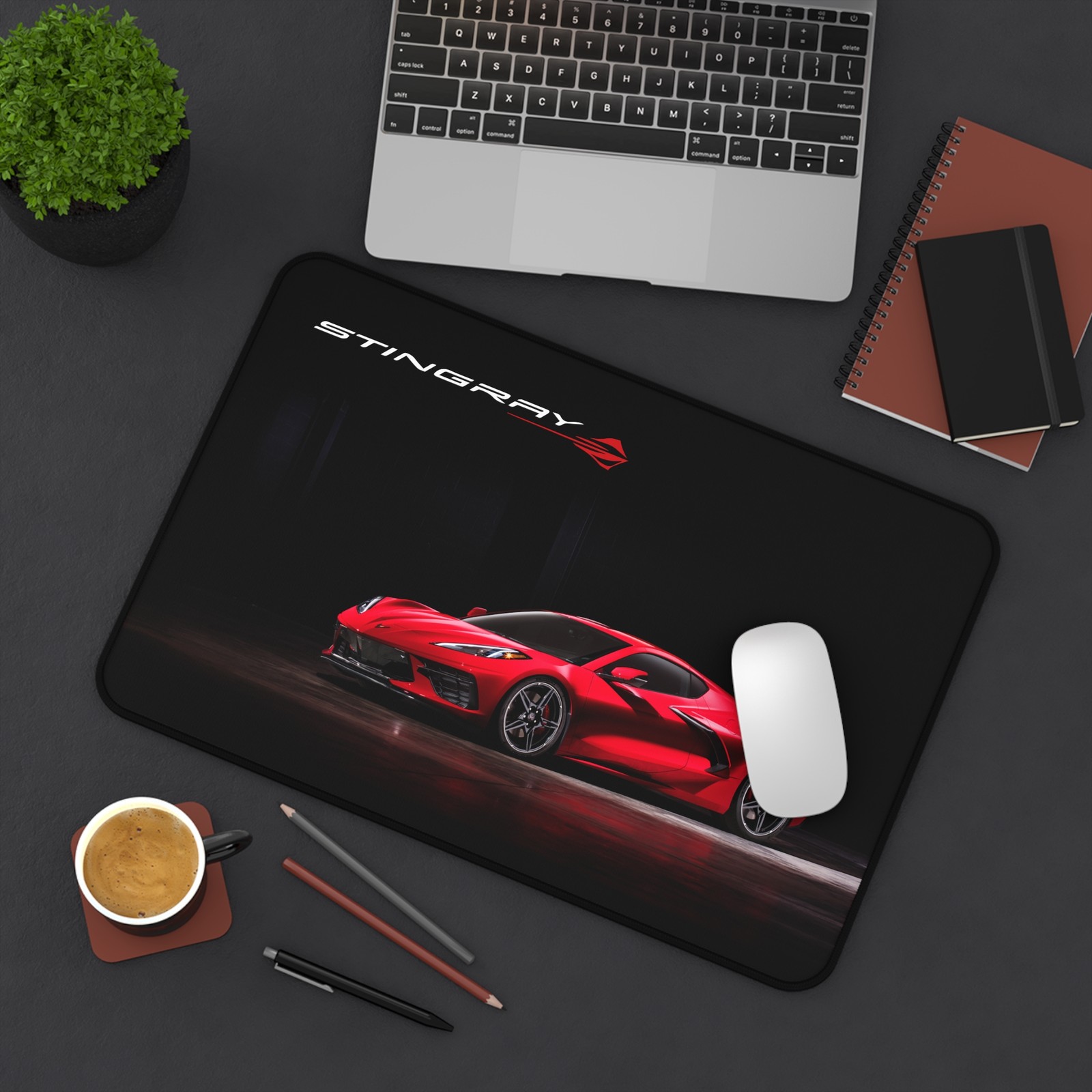 Chevrolet Corvette C8 Stingray Red - Desk Mat Gaming Mouse Pad - Stitched Edge