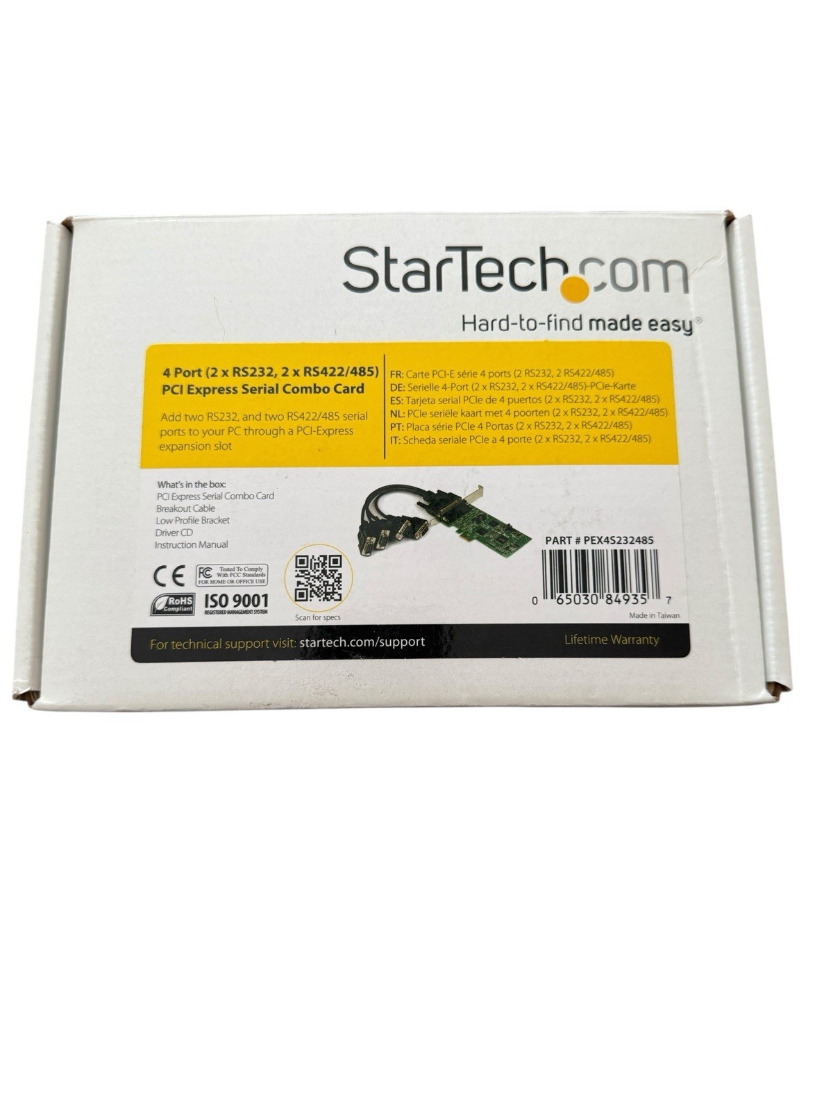 StarTech 4 Port PCI Express PCIe Serial Combo Card 2 x RS232 2 x RS422 / RS485