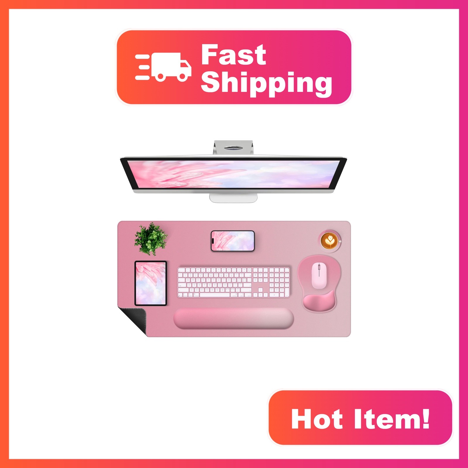 NXZGO Gradient Pink Blush Gaming Mouse Pad Desk Mat