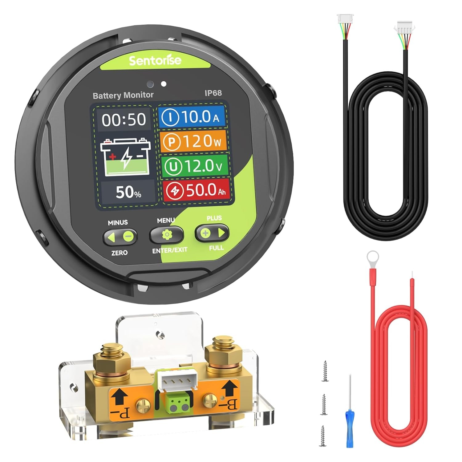 0-500A Battery Monitor Shunt 8-120V IP68 LCD Waterproof
