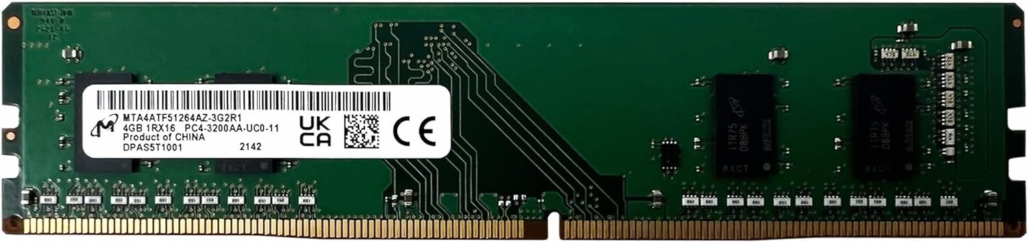 Micron 4GB DDR4 3200 MHz UDIMM PC4-3200A Desktop Memory MTA4ATF51264AZ-3G2R1-OEM