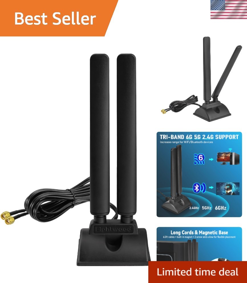 Magnetic Base Tri-Band WiFi 6E Antenna - Flexible Placement & Enhanced Speed