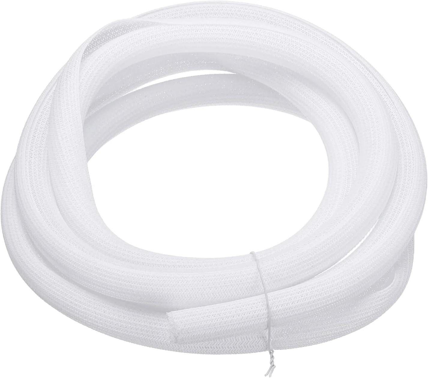 MECCANIXITY Split Sleeve Wire Loom 5/8" 10Ft White Self Wrapping Braided Sleeve