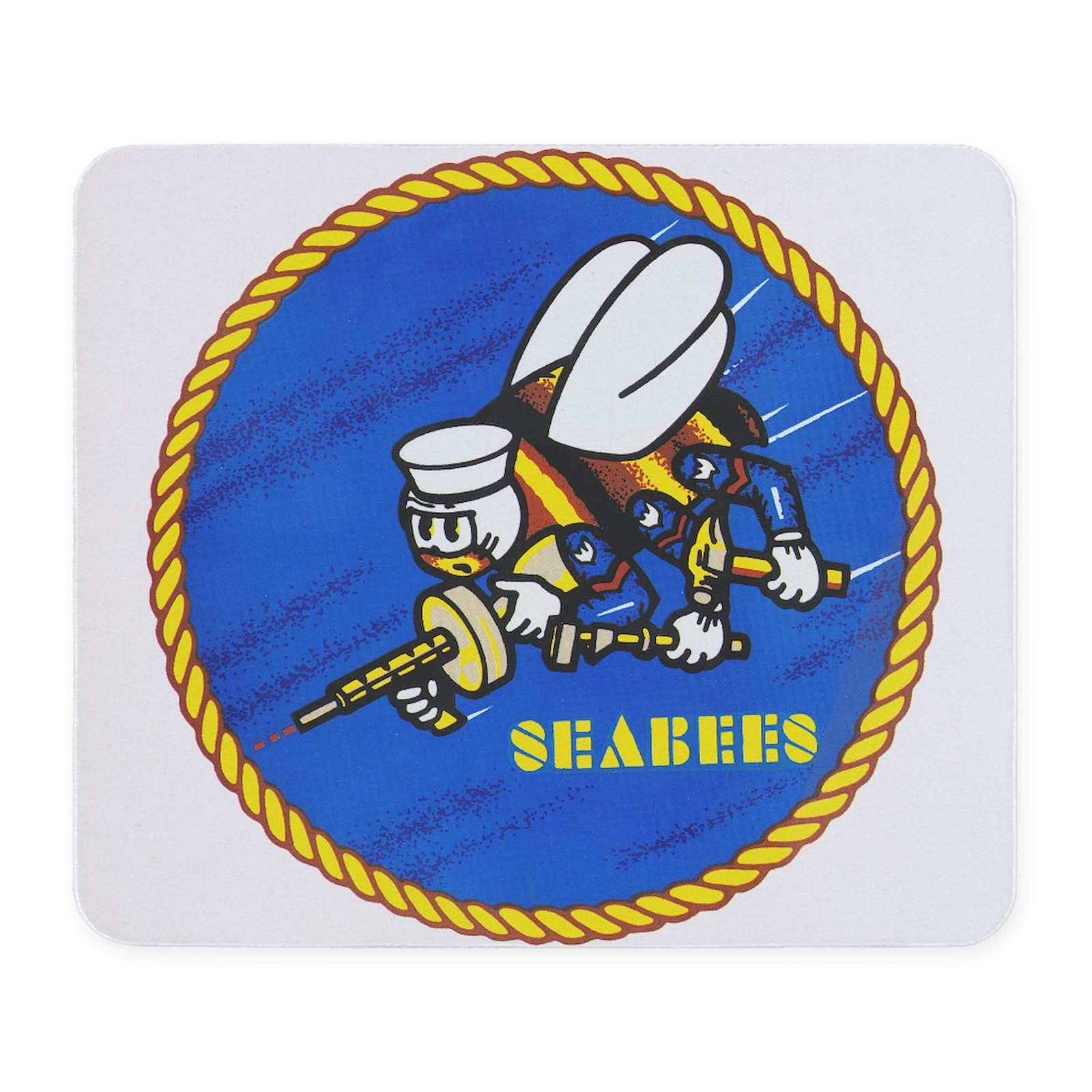 CafePress US Navy Seabees Mousepad Non-Slip Rubber 9.25 x 7.75 inches, white 