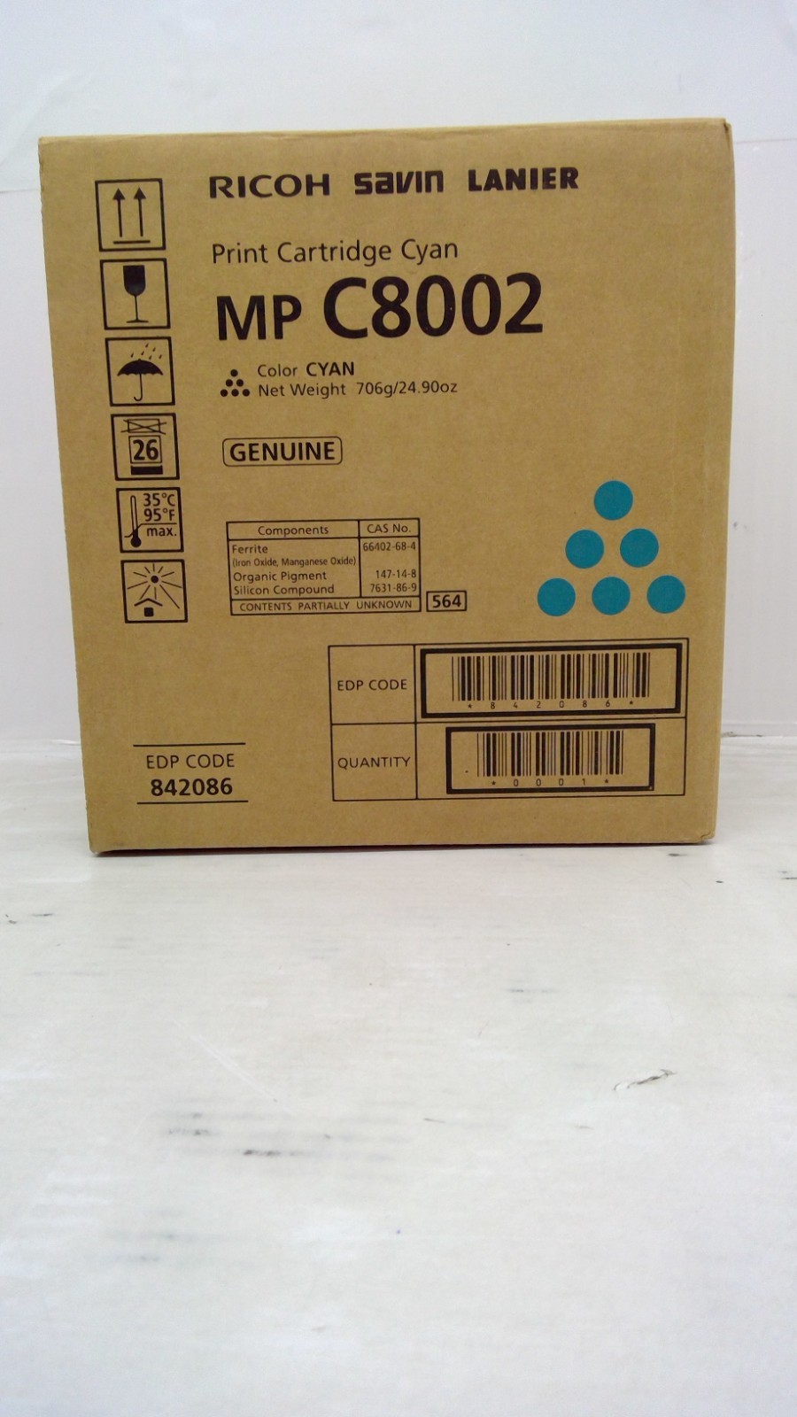 Genuine Ricoh Savin Lanier MP C8002 Cyan Print Cartridge/842086