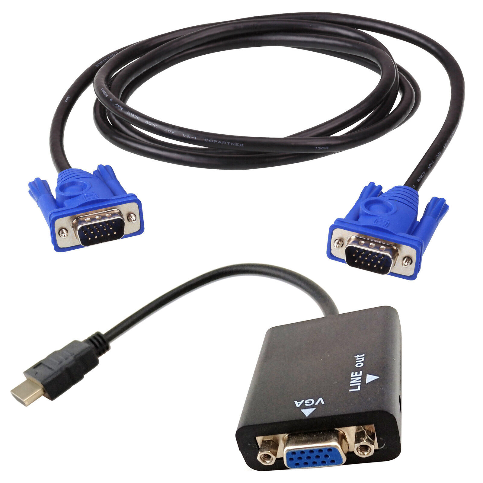 HDMI to VGA Adapter D-Sub SVGA Output 1080P Video Audio Laptop LCD Monitor Cable