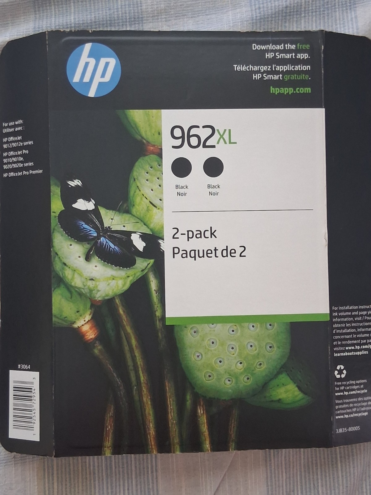 HP 962XL (3JB35BN) Black Toner Cartridge - 2 Pack 01/2024 Warranty Expired
