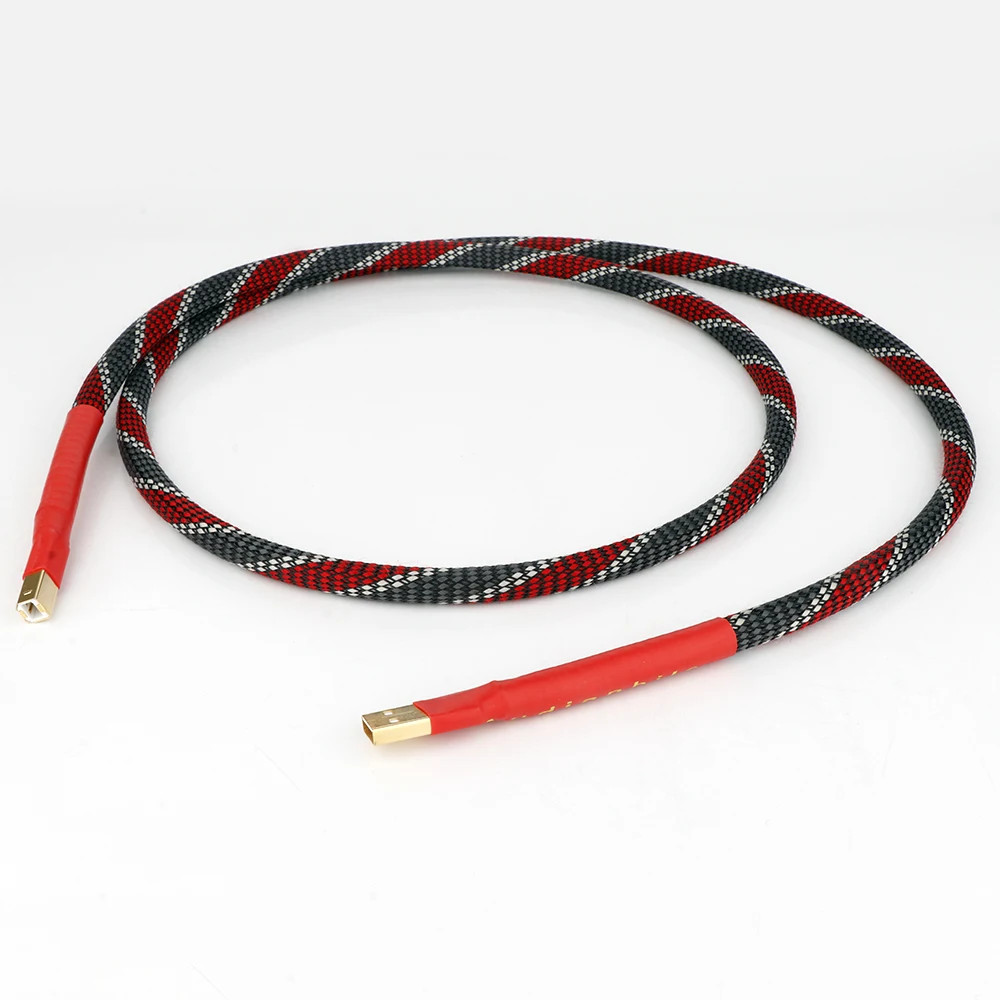  Silver Plated Audio USB Cable Type A-B USB Data Cord with Gold Plated Plugs
