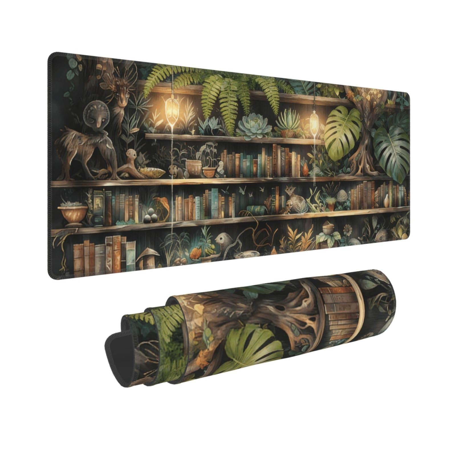 31.5x11.8 Inch XL Extended Mystical Green Tree House Gaming Mouse Pad Desk Mat