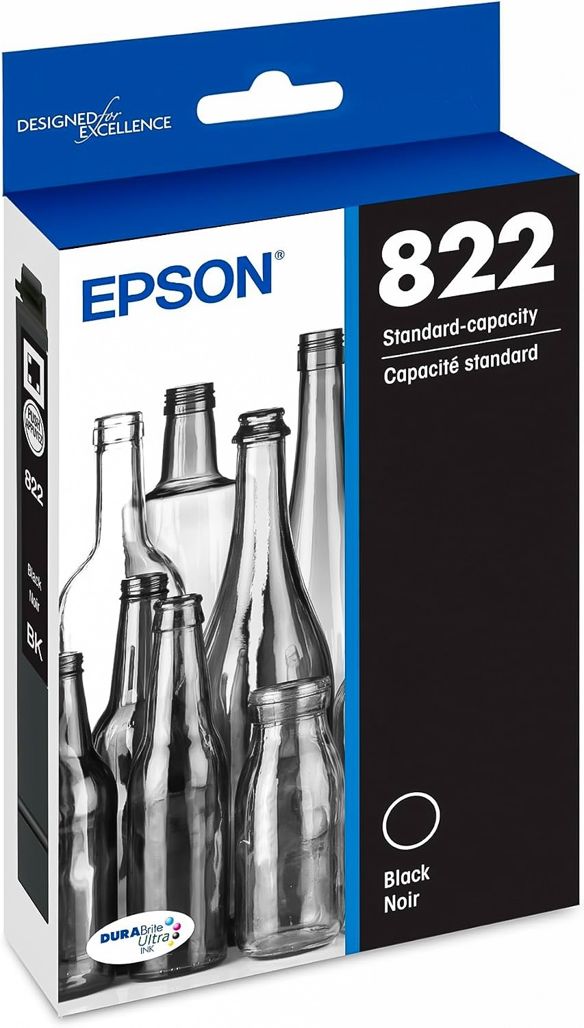 2 Pack Genuine Epson 822XL Black High Capacity Ink Cartridges T822XL120-S