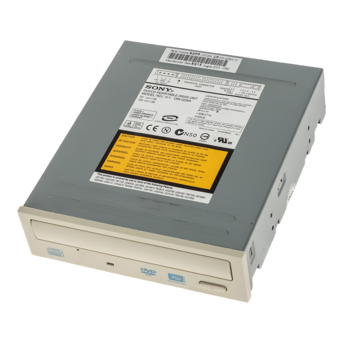 Internal Drive Burner SONY DW-Q28A DVD/CD REWRITABLE DRIVE ATA/IDE 5.25 inch