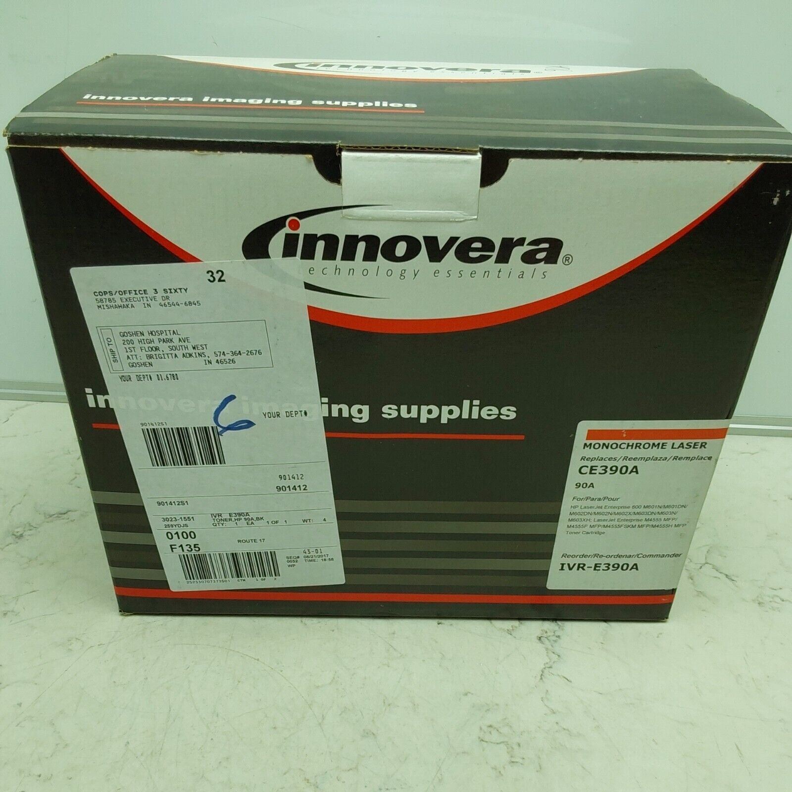 Innovera IVR-E390A Black Toner Printer Cartridge Replacement for HP 90A CE390A
