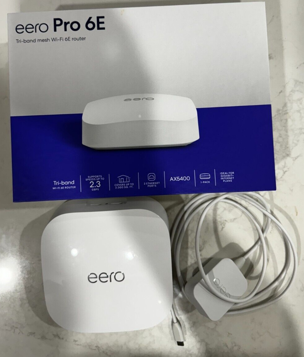 EERO Pro 6E S010001 Wireless Tri-Band Gigabit WiFi 6E Mesh Router (Open Box)