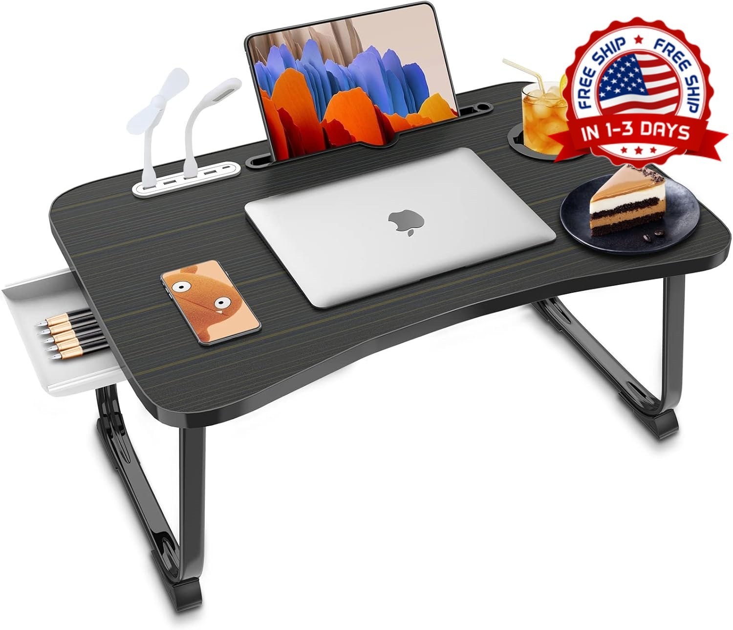 Escritorio portatil plegable para computadora portatil con cajon de almacenamien