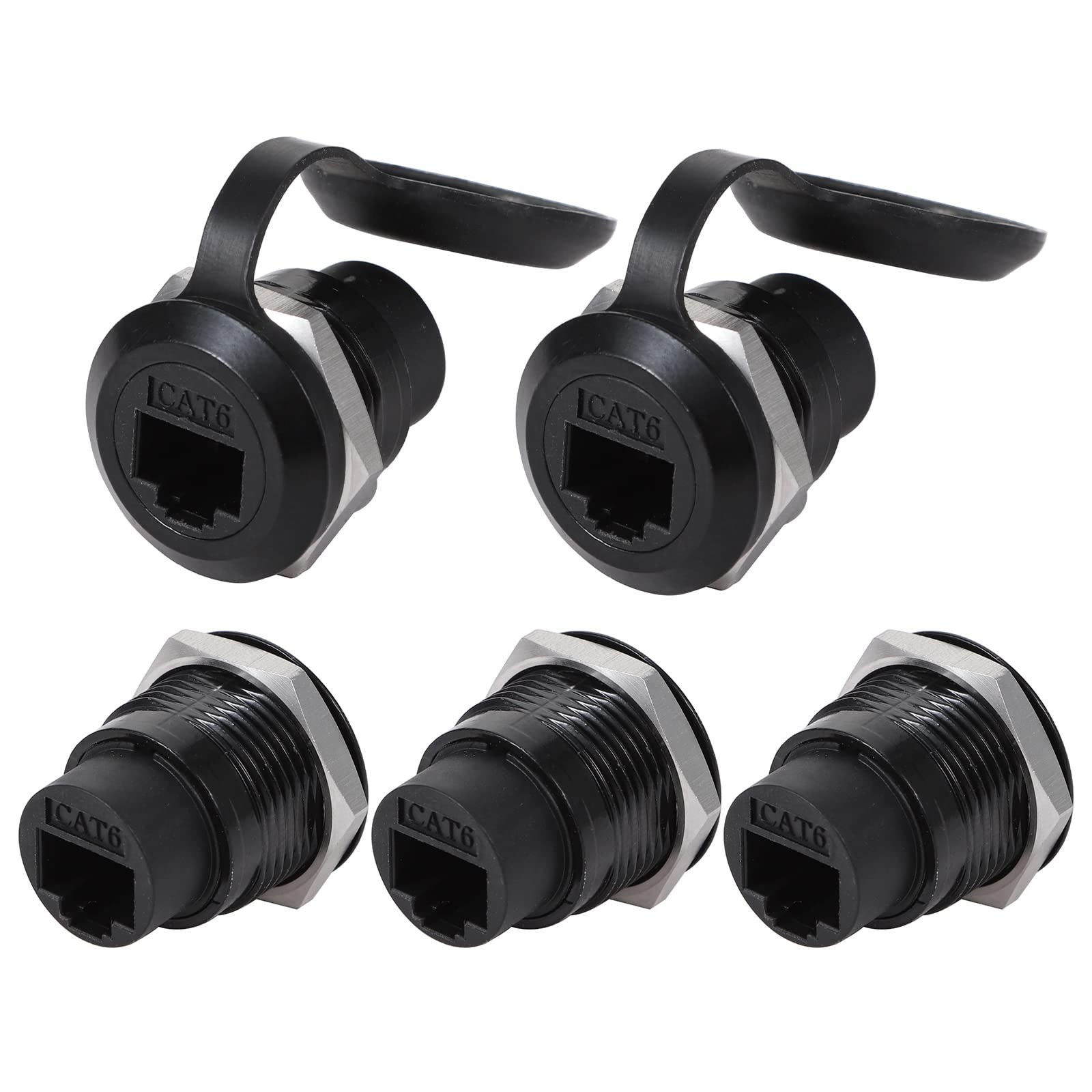5PCS RJ45 Panel Mount Connector, Cat6 8P8C Ethernet LAN Pass Through Cable Co...