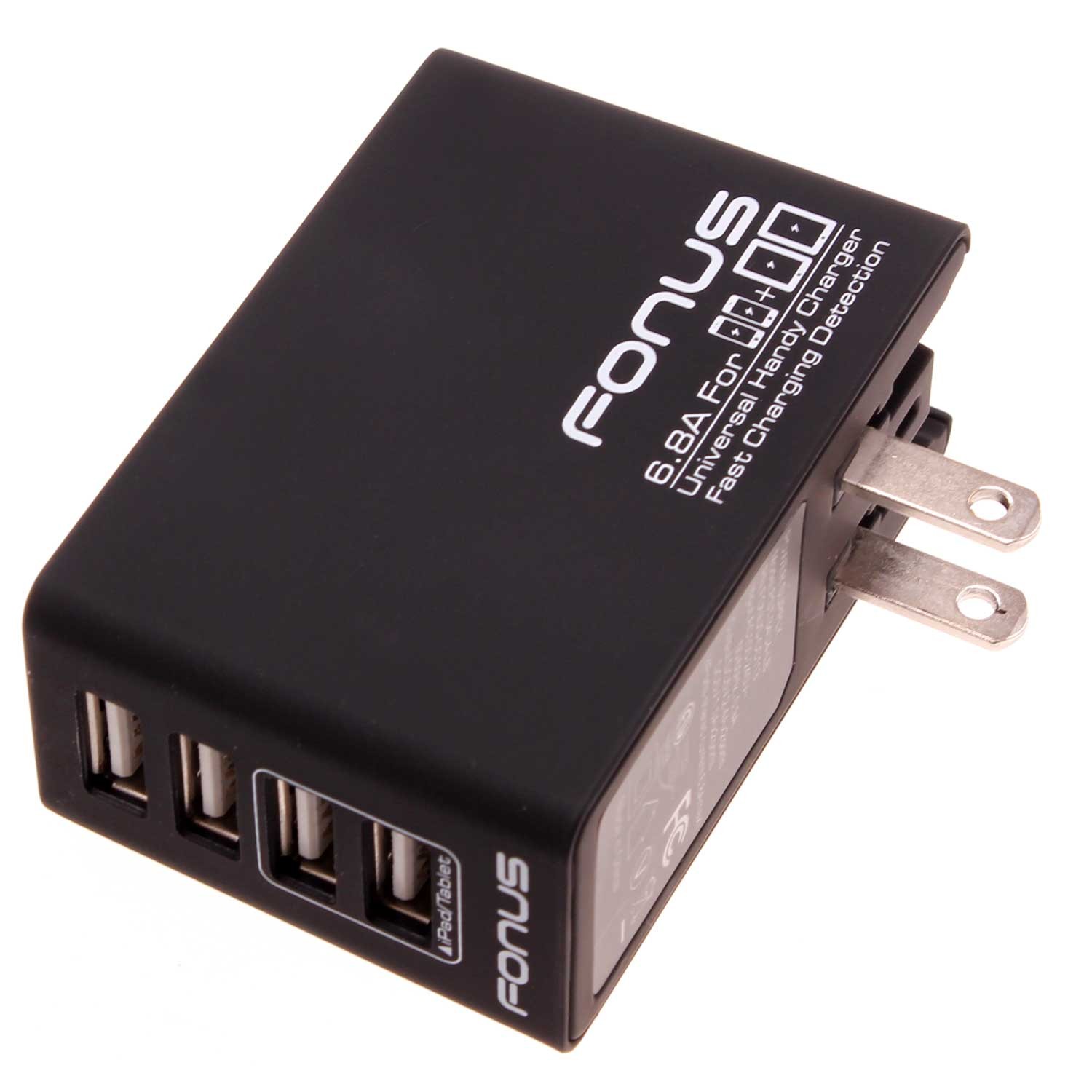 Home Charger 34W 4-Port USB 6.8A Wall AC Plug Power for Tablets