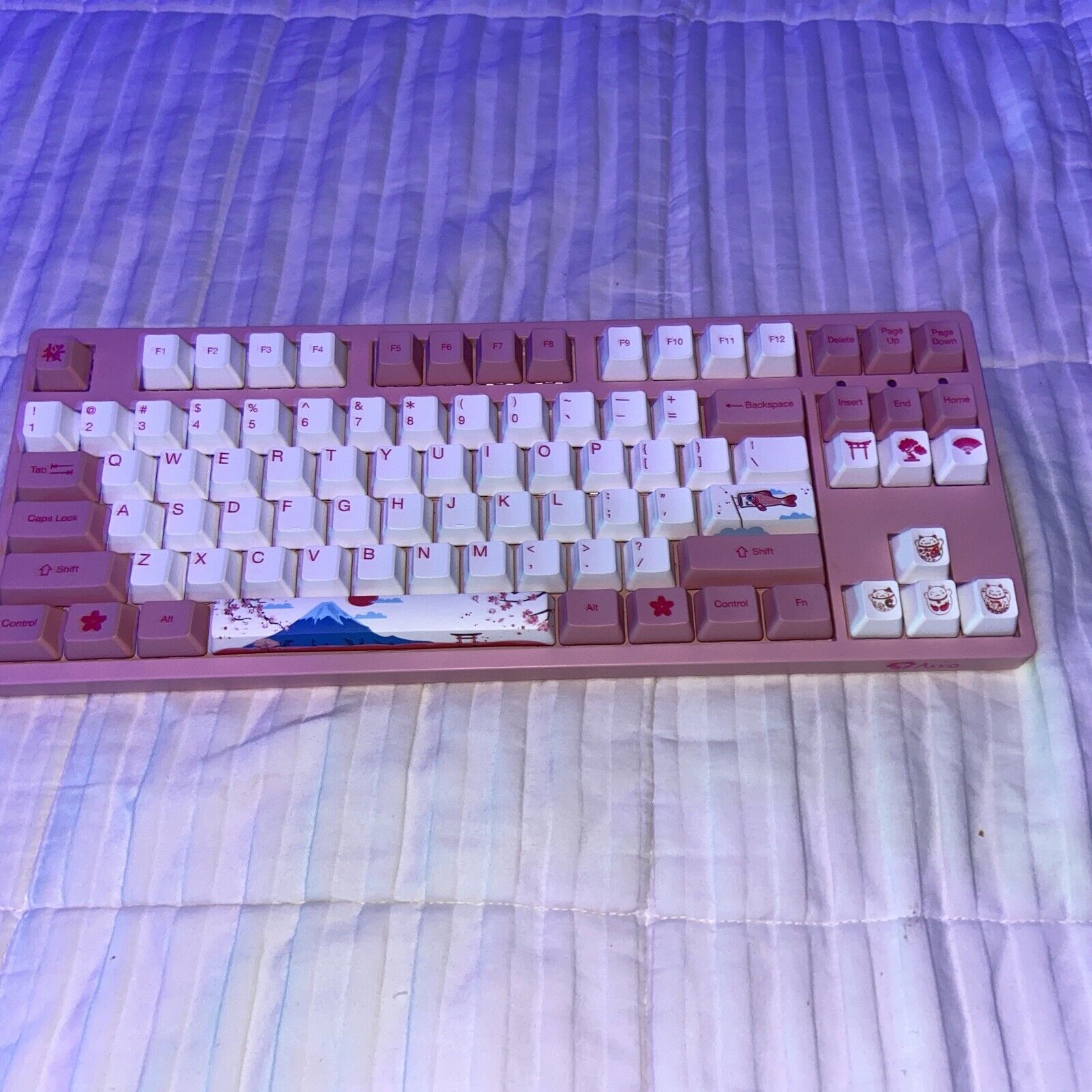 modded mechanical keyboard With Lubed Akko Pink Switches, And Lubed Stabilizers