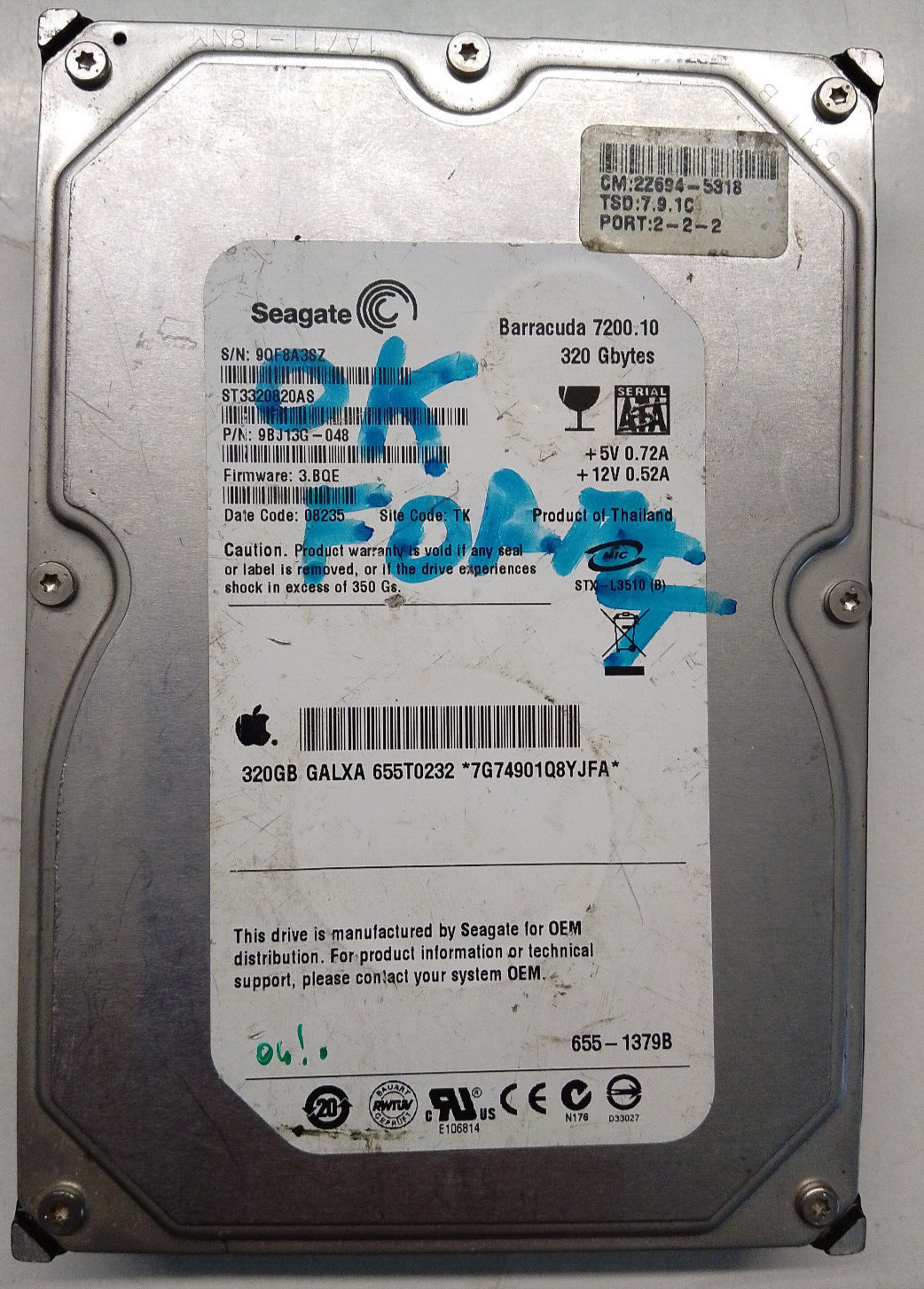Seagate Barracuda 7200.10 320gb ST3320820AS 100436209 3.BQE 9BJ13G-048 3.5 SATA