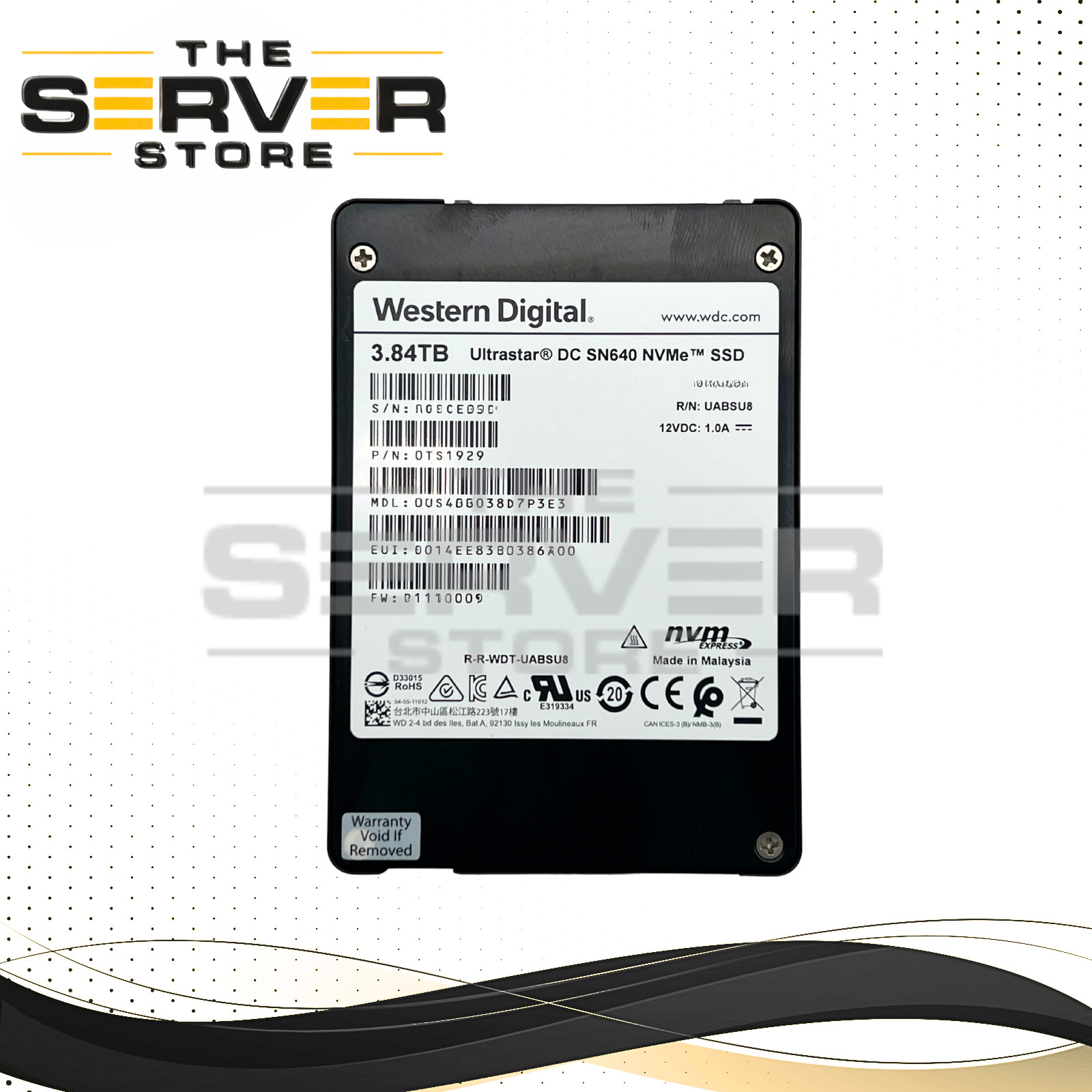 WD HGST 3.84TB NVMe U.2 G3 x4 SFF 2.5" SSD Ultrastar DC SN640 WUS4BB038D7P3E3