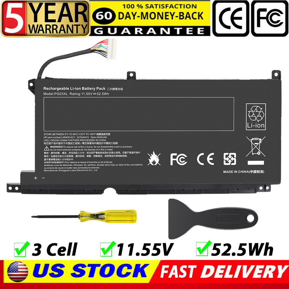 For HP Pavilion 16-A0032DX Battery 11.55V 52.5Wh 4545mAh PG03XL L48495-005