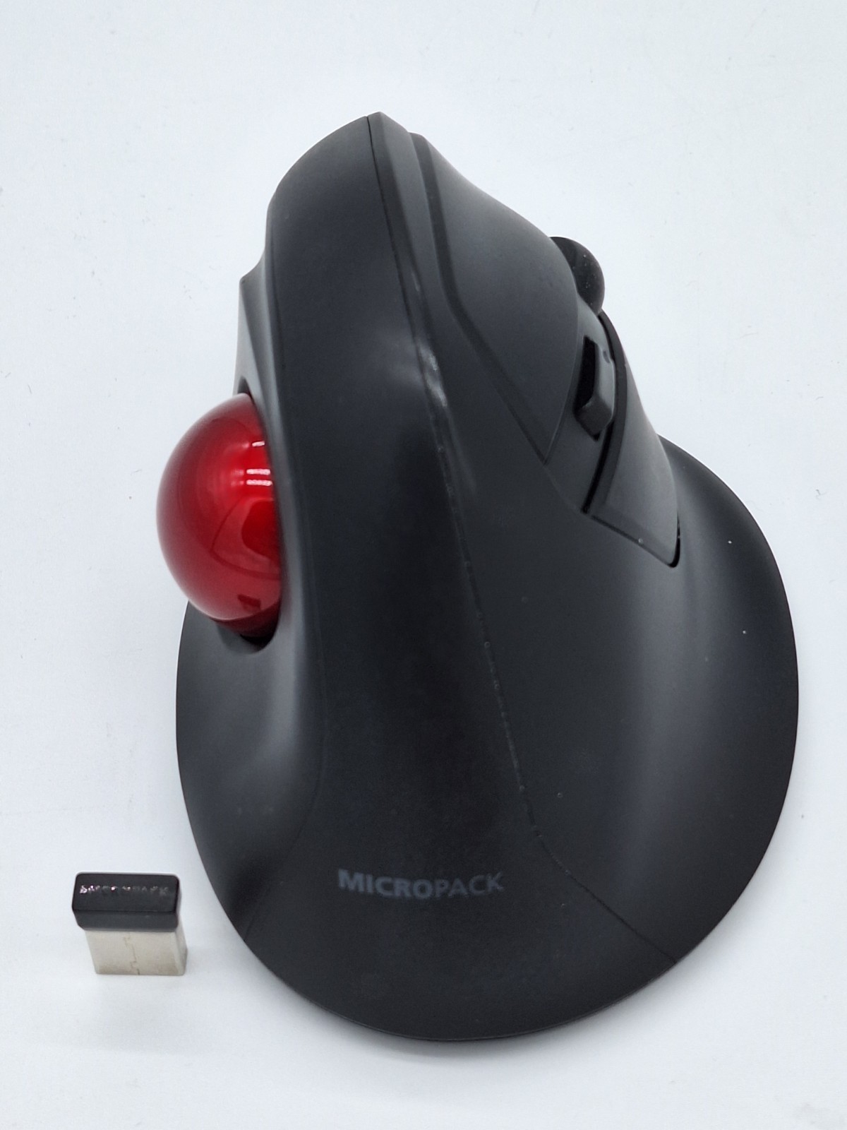 MicroPack MP-V02W Wireless Vertical Trackball Mouse Ergonomic Silent Click Black