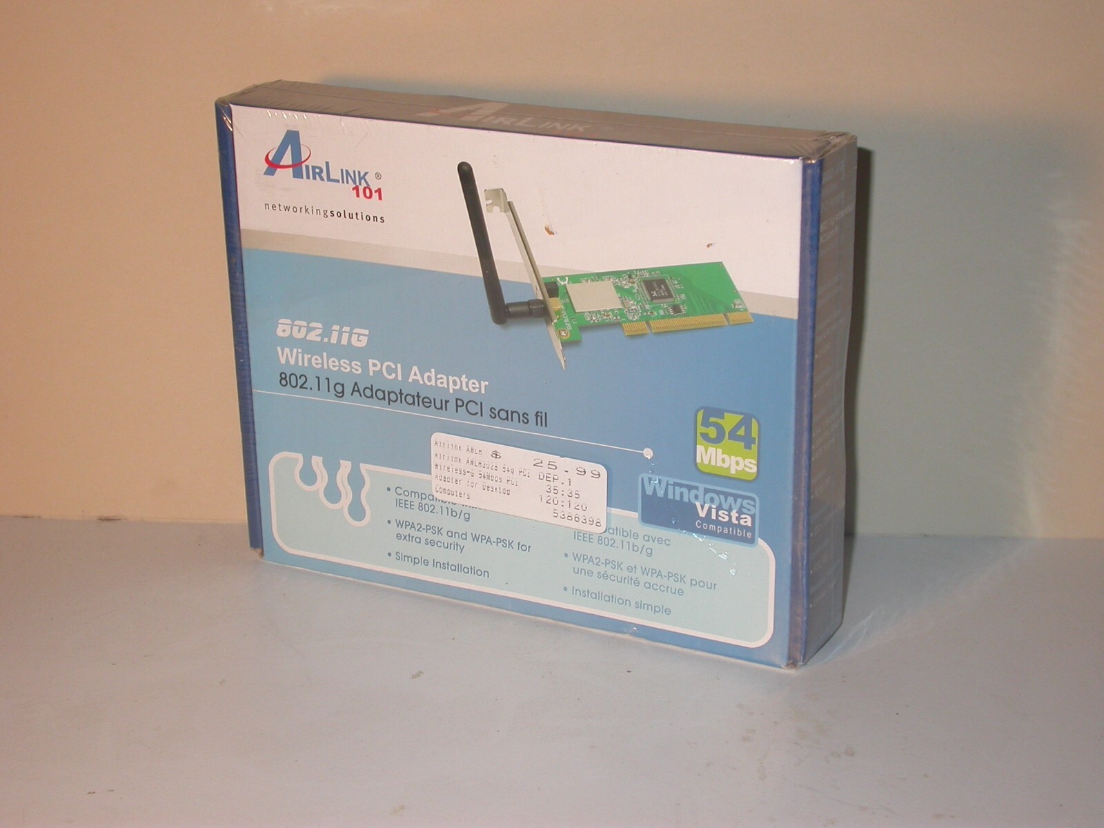 AirLink101 Wireless PCI Adapter Card 802.11g AWLH3028 54 Mb Sealed Package