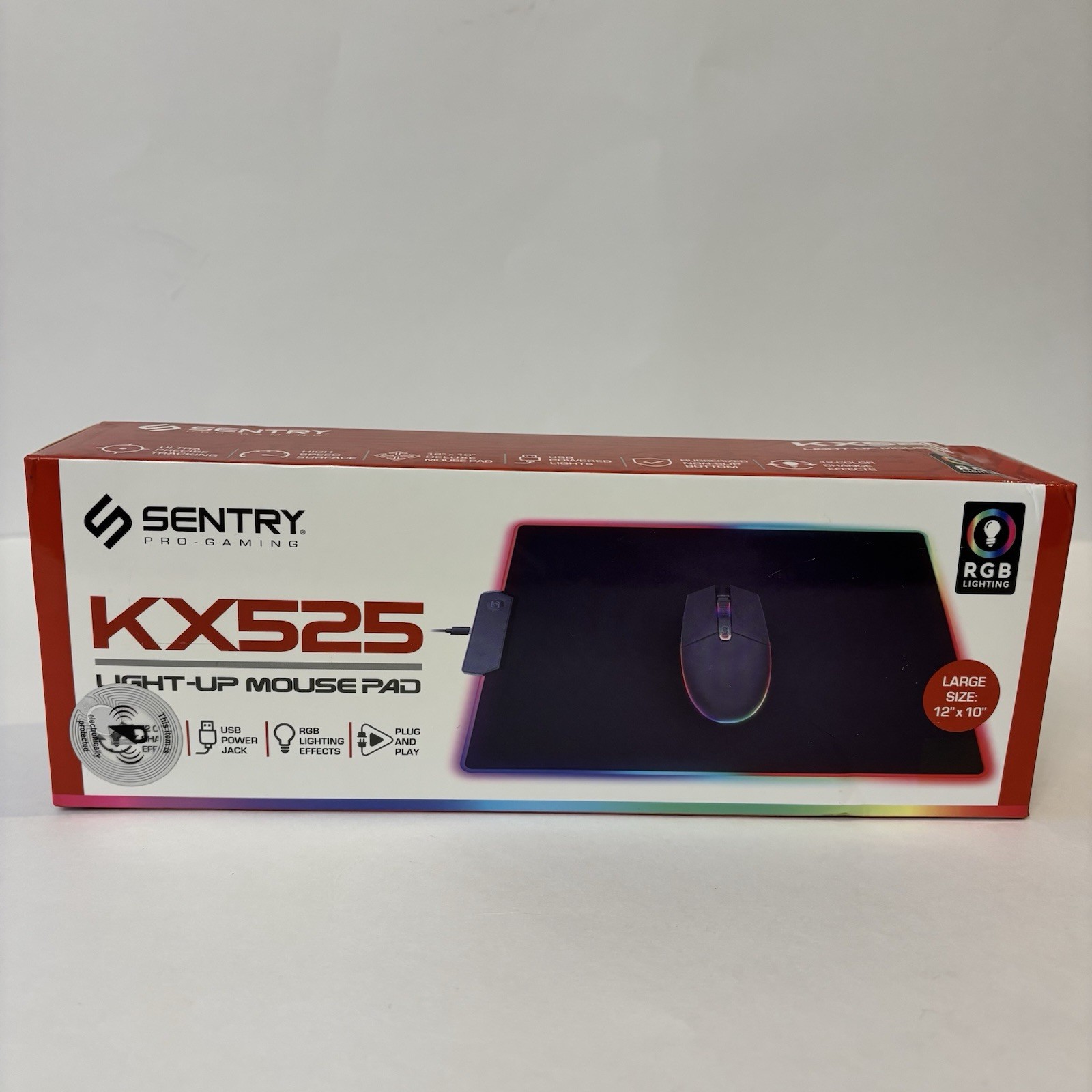 Sentry Pro Gaming RGB Light-up Mouse Pad KX525 Large Size (12"x 10") - New