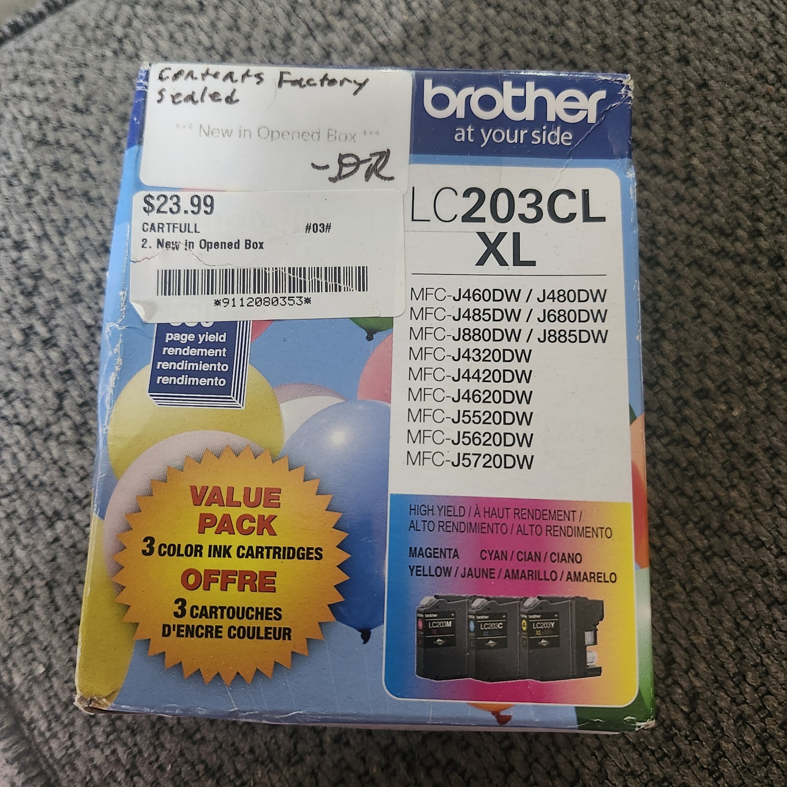 Brother Innobella 3 Color LC203CL XL High Yield, Exp 2022