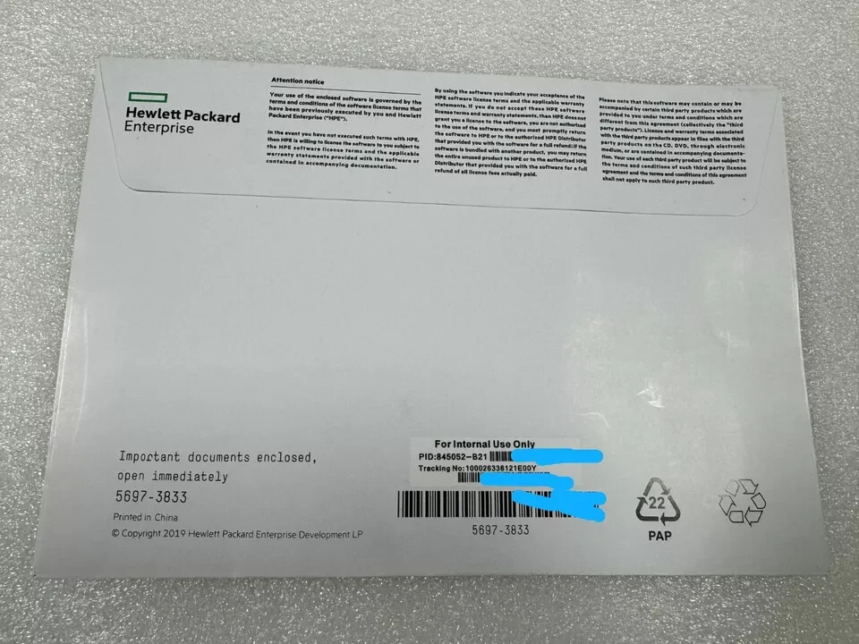 NEW HP 512485-B21 License iLO5| iLO4| iLO3| iLO2 Advanced 1 year Support