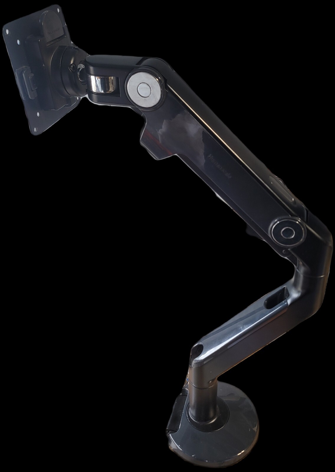 Humanscale M8 Black Single Monitor Desktop Double Clamp Mount Arm With QD Plate