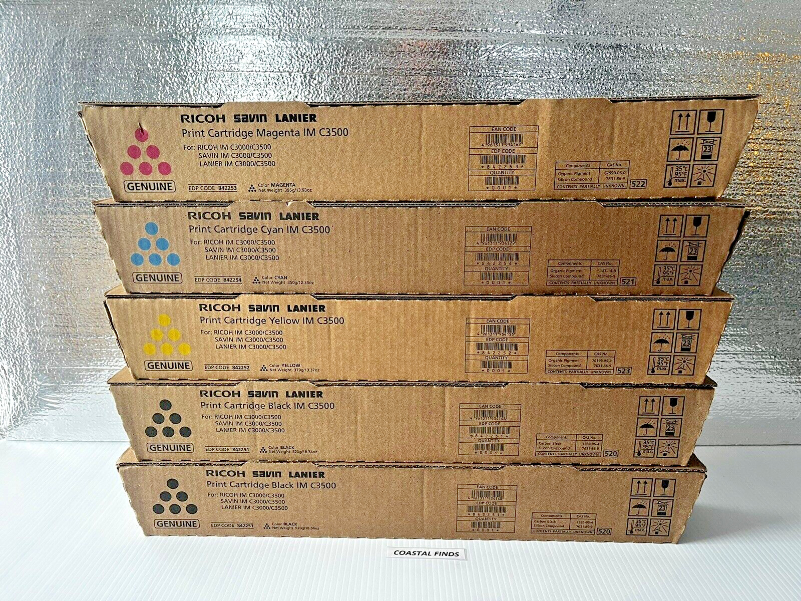 Ricoh Savin Lanier IM C3500 / C3000 Toner Cartridge CMYK Set of 5 OEM NEW Sealed