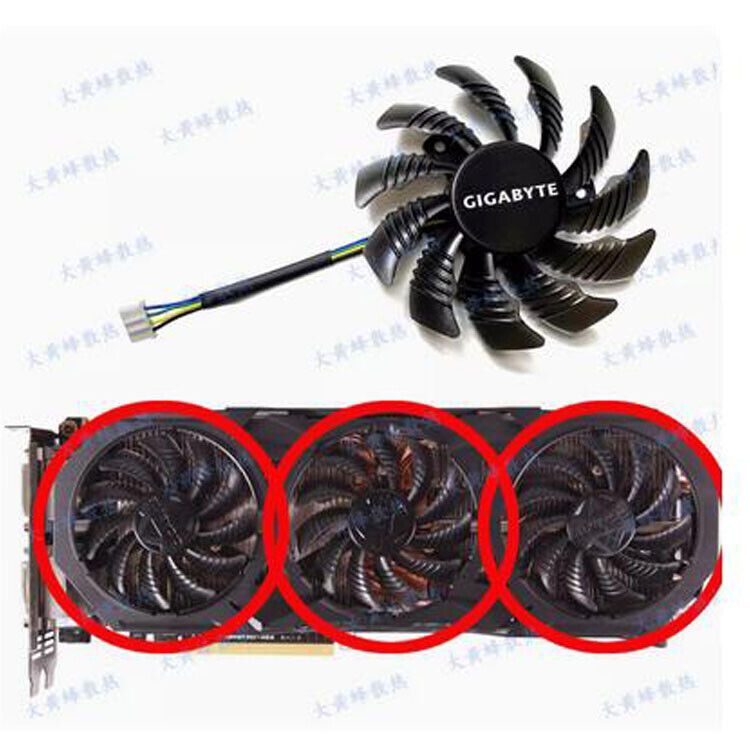 For Gigabyte GTX980 980ti GAMING-4GD Graphics Card Cooling Fan PLD08010S12HH New