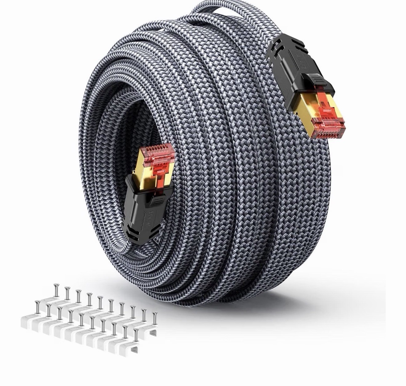 Snowkids Cat 8 Ethernet Cable 50 FT 40Gbps 2000Mhz for Router 50FT, Grey