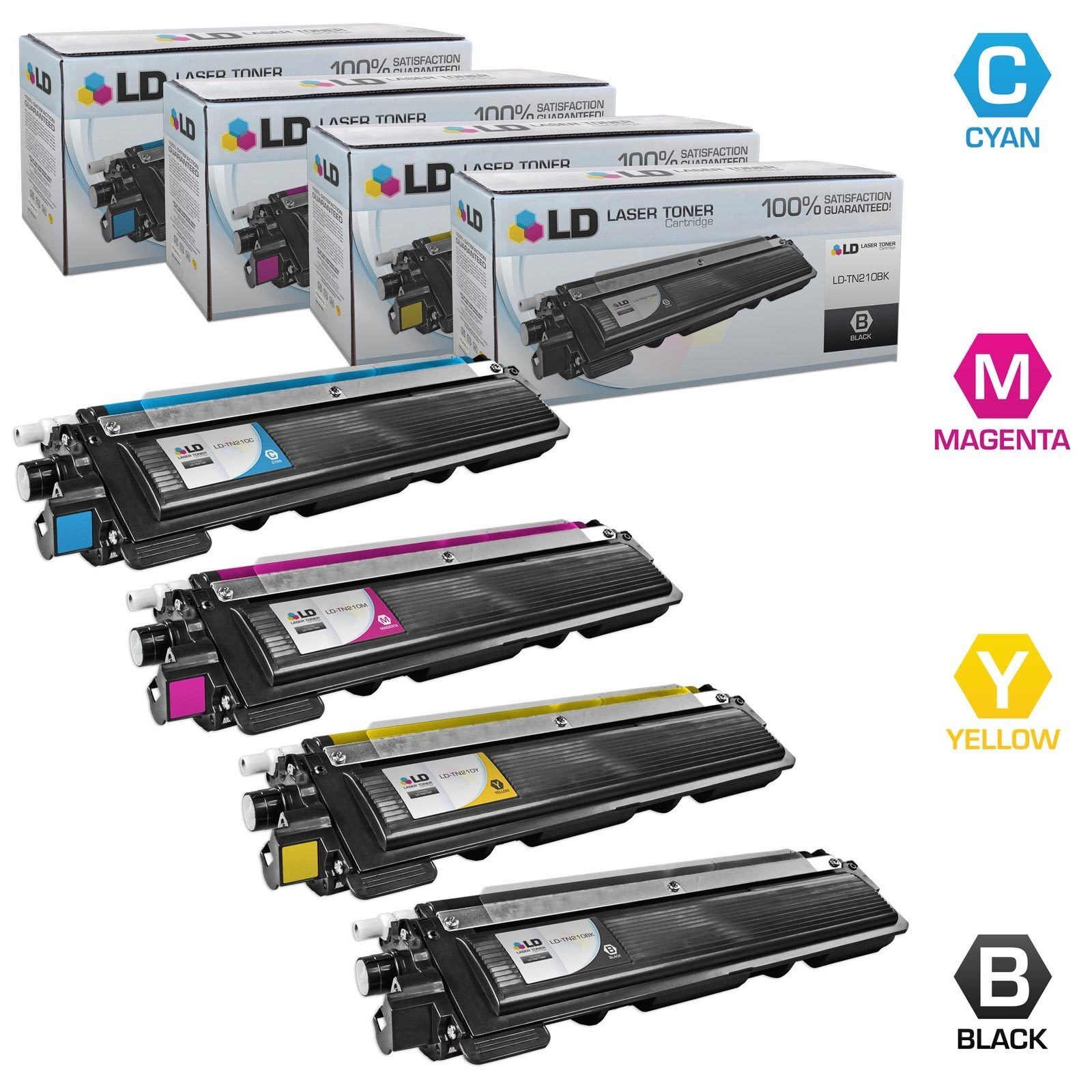 LD 4pk for Brother TN210 Black & Color Cartridge Set TN-210 TN 210 HL-3075CW