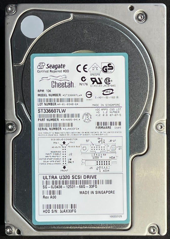 Dell / Seagate Cheetah 36GB 10K RPM Ultra U320 SCSi HDD / ST336607LW / J3438