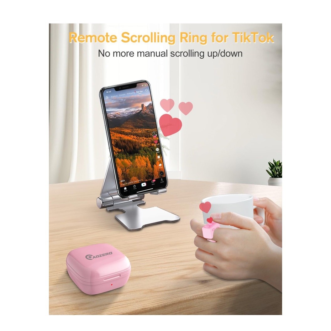 Pink Remote Page Turner For E-Reader ADZERO Model D08 with Clip Photo Taker