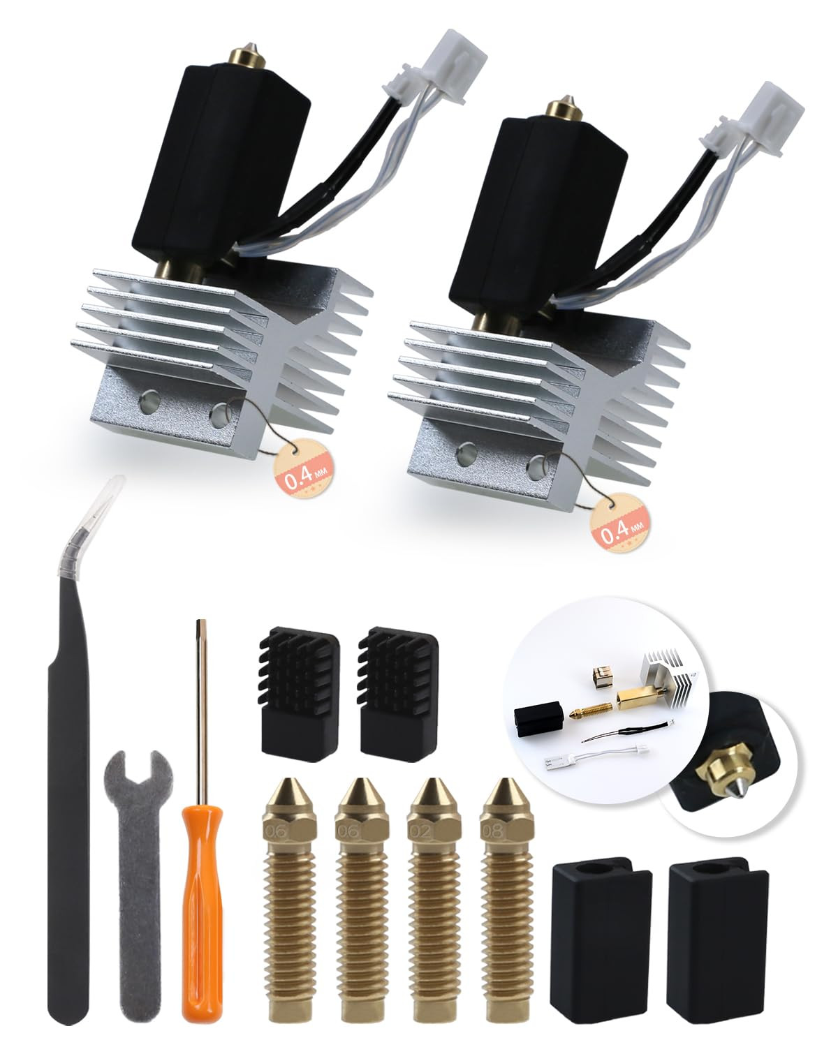 2Pack 0.4MM Upgrade Ceramic Hotend for Elegoo Centauri Carbon, Thermal Efficienc