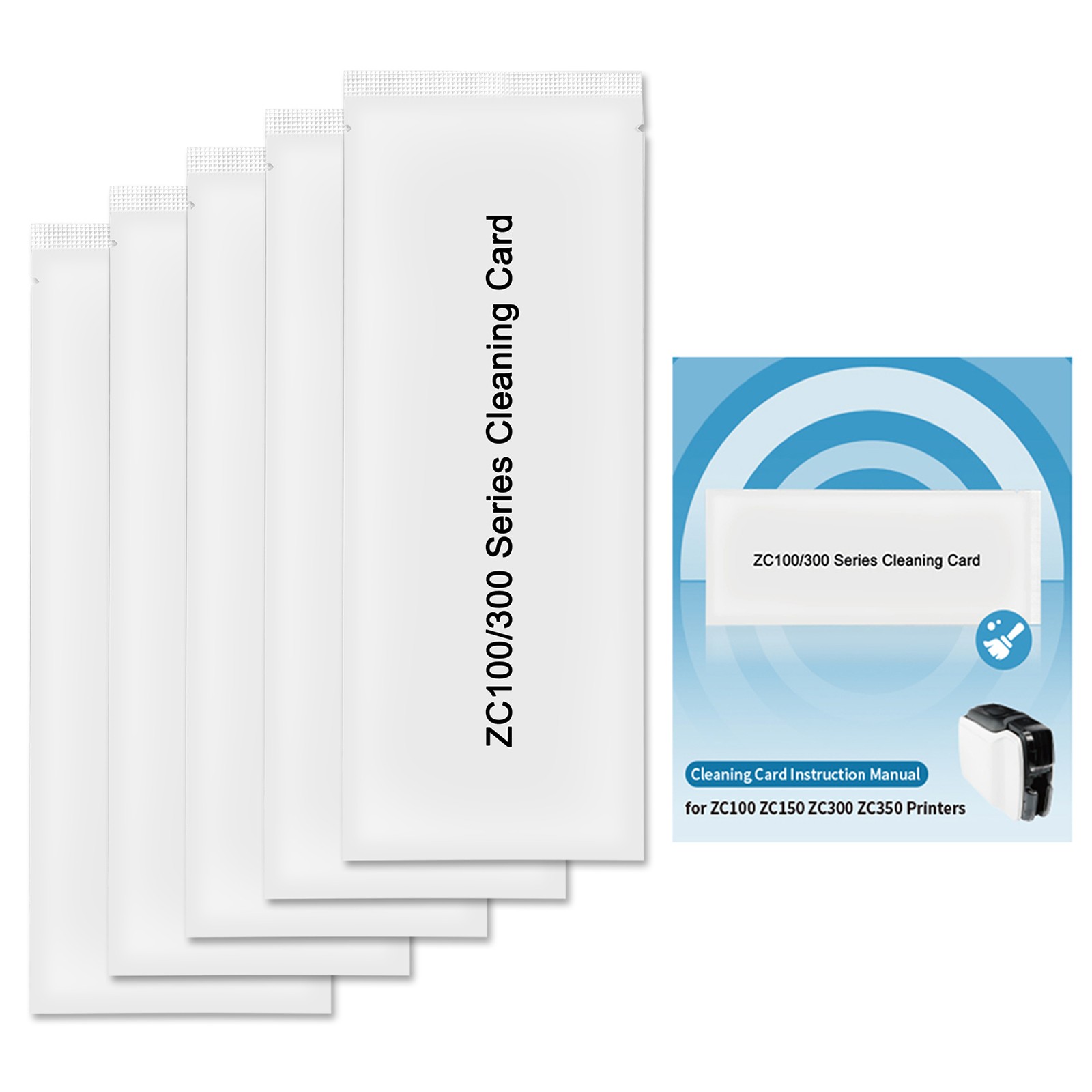 5Pack 105999-311 ID Card Printer Cleaning for Zebra ZC100 ZC150 ZC300 ZC350 