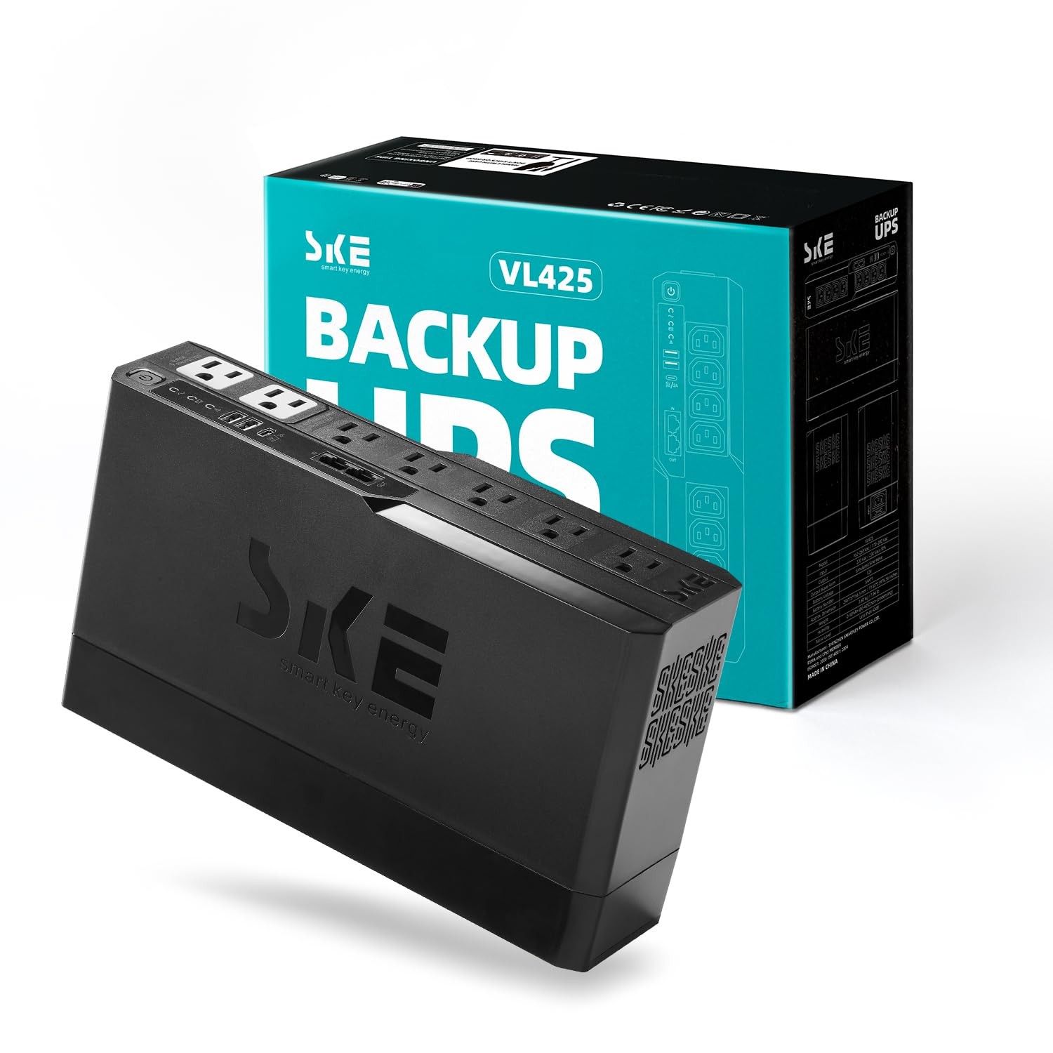 SKE Compact Size 425VA/240W UPS Battery Backup & Surge Protector for Computer...