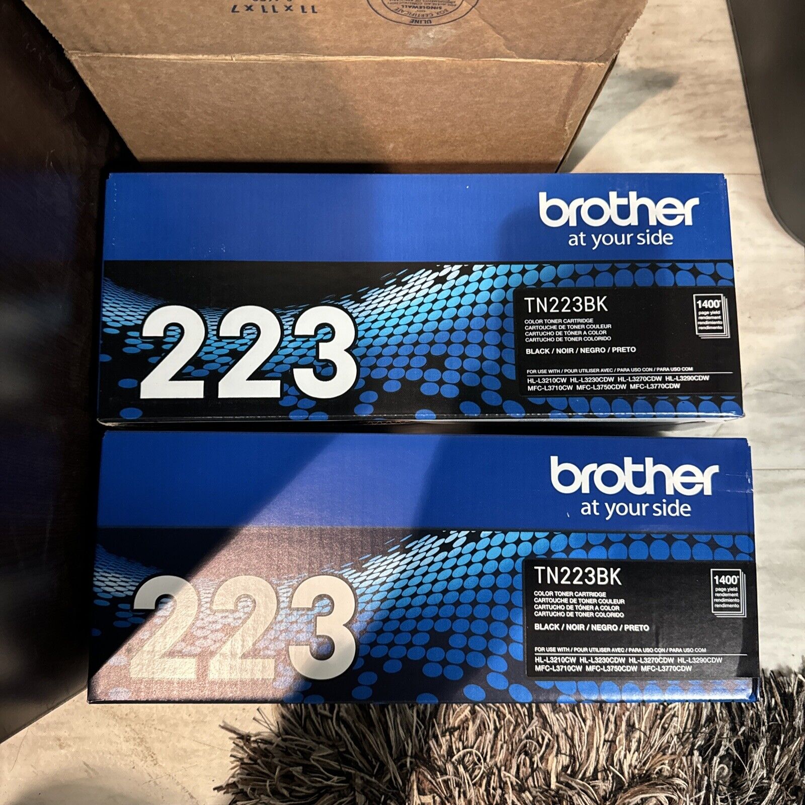 2 PACK - Brother TN223BK 1400 Page-Yield Toner - Black New