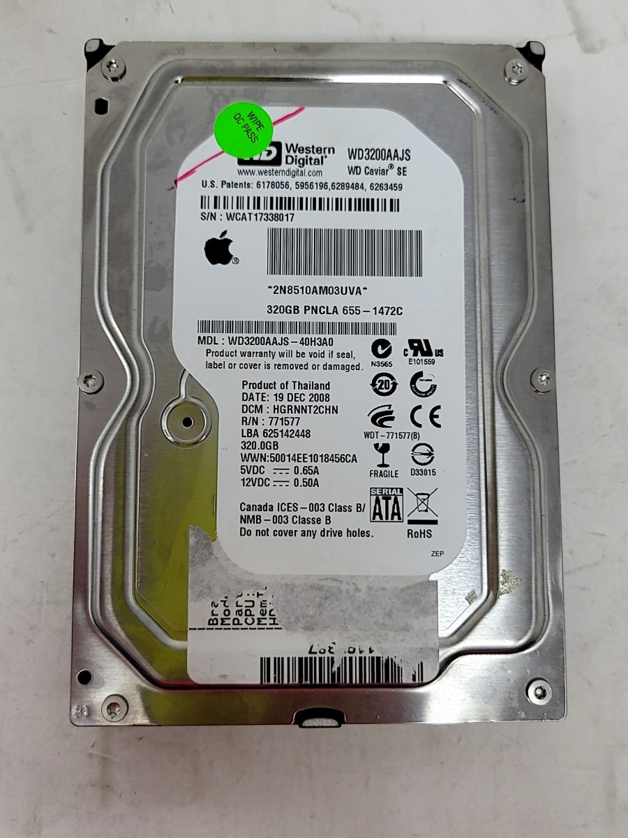 WESTERN DIGITAL WD3200AAJS-40H3A0 Hard Drive SATA 3.5" 320GB
